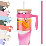 glass tumbler with Straw for easy sipping of cold beverages